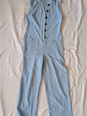 Size Small, BNWOT, Sleeveless Lightweight Jumpsuit in Light Blue/Grey